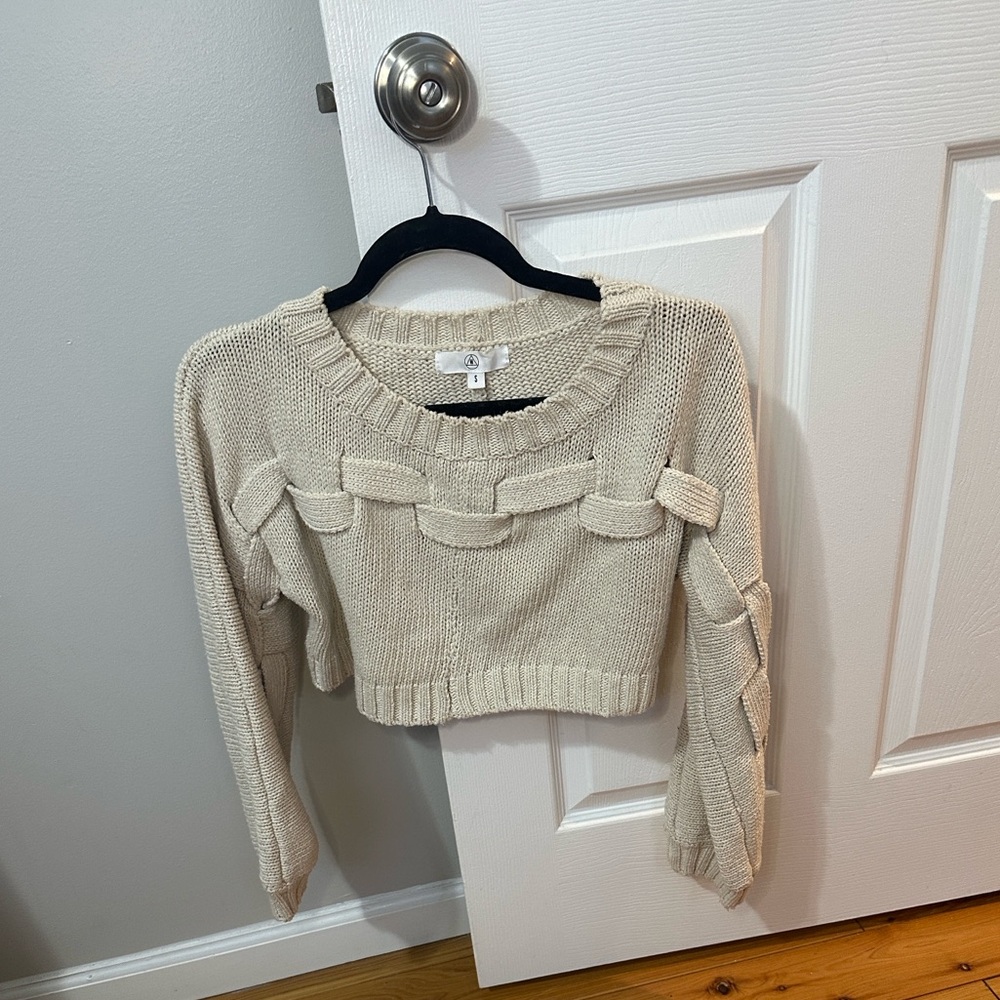 Missguided Crop Weave Sweater – Cream